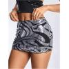 image:imageMakeMeChic Womens Sparkly Sequin Mini Skirt Y2k Low Rise Glitter Rave Micro Skirt with Shorts UnderneathSilver Zebra Printed