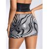 image:imageMakeMeChic Womens Sparkly Sequin Mini Skirt Y2k Low Rise Glitter Rave Micro Skirt with Shorts UnderneathSilver Zebra Printed