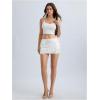 image:imageMakeMeChic Womens Sparkly Sequin Mini Skirt Y2k Low Rise Glitter Rave Micro Skirt with Shorts UnderneathWhite