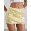 image:imageMakeMeChic Womens Sparkly Sequin Mini Skirt Y2k Low Rise Glitter Rave Micro Skirt with Shorts UnderneathYellow
