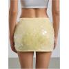 image:imageMakeMeChic Womens Sparkly Sequin Mini Skirt Y2k Low Rise Glitter Rave Micro Skirt with Shorts UnderneathYellow