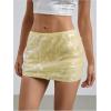 image:imageMakeMeChic Womens Sparkly Sequin Mini Skirt Y2k Low Rise Glitter Rave Micro Skirt with Shorts UnderneathYellow