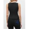 image:imageMakeMeChic Womens Square Neck Tank Button Front Sleeveless Dressy Shirt TopBlack
