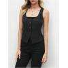 image:imageMakeMeChic Womens Square Neck Tank Button Front Sleeveless Dressy Shirt TopBlack