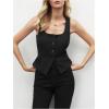 image:imageMakeMeChic Womens Square Neck Tank Button Front Sleeveless Dressy Shirt TopBlack