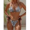 image:imageMakeMeChic Womens Striped Bikini Sets Halter Triangle Tie Side Thong 2 Piece SwimsuitsBlack and White