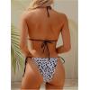 image:imageMakeMeChic Womens Striped Bikini Sets Halter Triangle Tie Side Thong 2 Piece SwimsuitsBlack and White