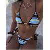 image:imageMakeMeChic Womens Striped Bikini Sets Halter Triangle Tie Side Thong 2 Piece SwimsuitsBlue