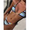 image:imageMakeMeChic Womens Striped Bikini Sets Halter Triangle Tie Side Thong 2 Piece SwimsuitsBlue