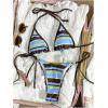 image:imageMakeMeChic Womens Striped Bikini Sets Halter Triangle Tie Side Thong 2 Piece SwimsuitsBlue