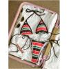 image:imageMakeMeChic Womens Striped Bikini Sets Halter Triangle Tie Side Thong 2 Piece SwimsuitsMulticolor