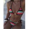 image:imageMakeMeChic Womens Striped Bikini Sets Halter Triangle Tie Side Thong 2 Piece SwimsuitsMulticolor
