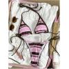 image:imageMakeMeChic Womens Striped Bikini Sets Halter Triangle Tie Side Thong 2 Piece SwimsuitsPink