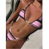 image:imageMakeMeChic Womens Striped Bikini Sets Halter Triangle Tie Side Thong 2 Piece SwimsuitsPink