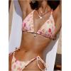 image:imageMakeMeChic Womens Striped Bikini Sets Halter Triangle Tie Side Thong 2 Piece SwimsuitsPink a