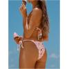 image:imageMakeMeChic Womens Striped Bikini Sets Halter Triangle Tie Side Thong 2 Piece SwimsuitsPink a