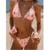 image:imageMakeMeChic Womens Striped Bikini Sets Halter Triangle Tie Side Thong 2 Piece SwimsuitsPink a