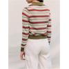 image:imageMakeMeChic Womens Striped Button Down Cardigan Sweater Long Sleeve Collared Fall Knit Crop TopsGreen