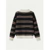 image:imageMakeMeChic Womens Striped Rugby Shirt Button Down Long Sleeve Preppy Sweater Knit Winter PulloverBlack