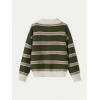 image:imageMakeMeChic Womens Striped Rugby Shirt Button Down Long Sleeve Preppy Sweater Knit Winter PulloverGreen
