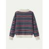 image:imageMakeMeChic Womens Striped Rugby Shirt Button Down Long Sleeve Preppy Sweater Knit Winter PulloverGrey