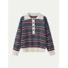 image:imageMakeMeChic Womens Striped Rugby Shirt Button Down Long Sleeve Preppy Sweater Knit Winter PulloverGrey