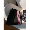 image:imageMakeMeChic Womens Striped Summer Shorts Wide Leg Workout Running Shrots Lounge Sweat Track ShortsBlack