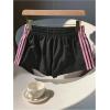 image:imageMakeMeChic Womens Striped Summer Shorts Wide Leg Workout Running Shrots Lounge Sweat Track ShortsBlack and Pink