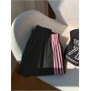 image:imageMakeMeChic Womens Striped Summer Shorts Wide Leg Workout Running Shrots Lounge Sweat Track ShortsBlack and Pink