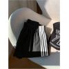 image:imageMakeMeChic Womens Striped Summer Shorts Wide Leg Workout Running Shrots Lounge Sweat Track ShortsBlack and White