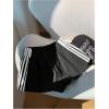 image:imageMakeMeChic Womens Striped Summer Shorts Wide Leg Workout Running Shrots Lounge Sweat Track ShortsBlack and White