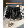 image:imageMakeMeChic Womens Striped Summer Shorts Wide Leg Workout Running Shrots Lounge Sweat Track ShortsBlack and White