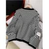 image:imageMakeMeChic Womens Striped Sweater Cardigan Button Down Long Sleeve Baggy Fall OutfitsBlack