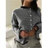image:imageMakeMeChic Womens Striped Sweater Cardigan Button Down Long Sleeve Baggy Fall OutfitsBlack