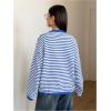 image:imageMakeMeChic Womens Striped Sweater Cardigan Button Down Long Sleeve Baggy Fall OutfitsBlue and White