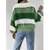 image:imageMakeMeChic Womens Striped Sweater Color Block Crewneck Casual Loose Soft Knit Christmas Sweater Pullover TopsMulticolor