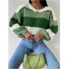 image:imageMakeMeChic Womens Striped Sweater Color Block Crewneck Casual Loose Soft Knit Christmas Sweater Pullover TopsMulticolor