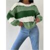 image:imageMakeMeChic Womens Striped Sweater Color Block Crewneck Casual Loose Soft Knit Christmas Sweater Pullover TopsMulticolor