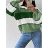 image:imageMakeMeChic Womens Striped Sweater Color Block Crewneck Casual Loose Soft Knit Christmas Sweater Pullover TopsMulticolor