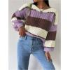 image:imageMakeMeChic Womens Striped Sweater Color Block Crewneck Casual Loose Soft Knit Christmas Sweater Pullover TopsMulticolor B