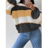 image:imageMakeMeChic Womens Striped Sweater Color Block Crewneck Casual Loose Soft Knit Christmas Sweater Pullover TopsMulticolor C