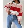 image:imageMakeMeChic Womens Striped Sweater Color Block Crewneck Casual Loose Soft Knit Christmas Sweater Pullover TopsMulticolor a