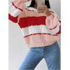 image:imageMakeMeChic Womens Striped Sweater Color Block Crewneck Casual Loose Soft Knit Christmas Sweater Pullover TopsMulticolor a