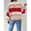 image:imageMakeMeChic Womens Striped Sweater Color Block Crewneck Casual Loose Soft Knit Christmas Sweater Pullover TopsMulticolor a