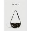 image:imageMakeMeChic Womens Studded Purse Suede Rivet Zipper Bag Punk Y2K Shoulder HandbagsBlack