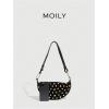 image:imageMakeMeChic Womens Studded Purse Suede Rivet Zipper Bag Punk Y2K Shoulder HandbagsBlack