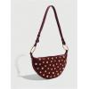image:imageMakeMeChic Womens Studded Purse Suede Rivet Zipper Bag Punk Y2K Shoulder HandbagsBurgundy