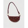image:imageMakeMeChic Womens Studded Purse Suede Rivet Zipper Bag Punk Y2K Shoulder HandbagsBurgundy