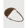 image:imageMakeMeChic Womens Studded Purse Suede Rivet Zipper Bag Punk Y2K Shoulder HandbagsCoffee Brown