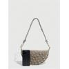 image:imageMakeMeChic Womens Studded Purse Suede Rivet Zipper Bag Punk Y2K Shoulder HandbagsLight Grey